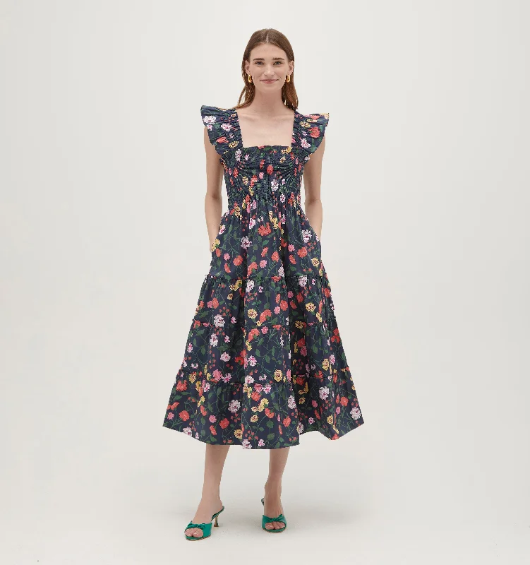 Maxi dresses with bow accents at the waist for a sweet appearanceThe Ellie Nap Dress - Navy Peony Bouquet Cotton Sateen Maxi dresses with bow accents at the waist for a sweet appearanceThe Ellie Nap Dress - Navy Peony Bouquet Cotton Sateen
