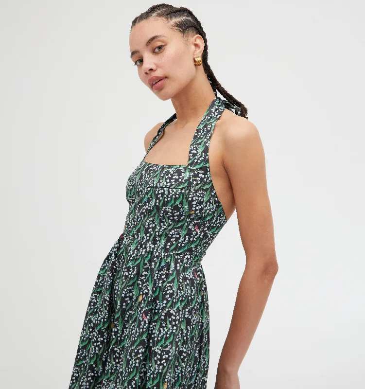 The Fleur Midi Dress - Black Lily of the Valley