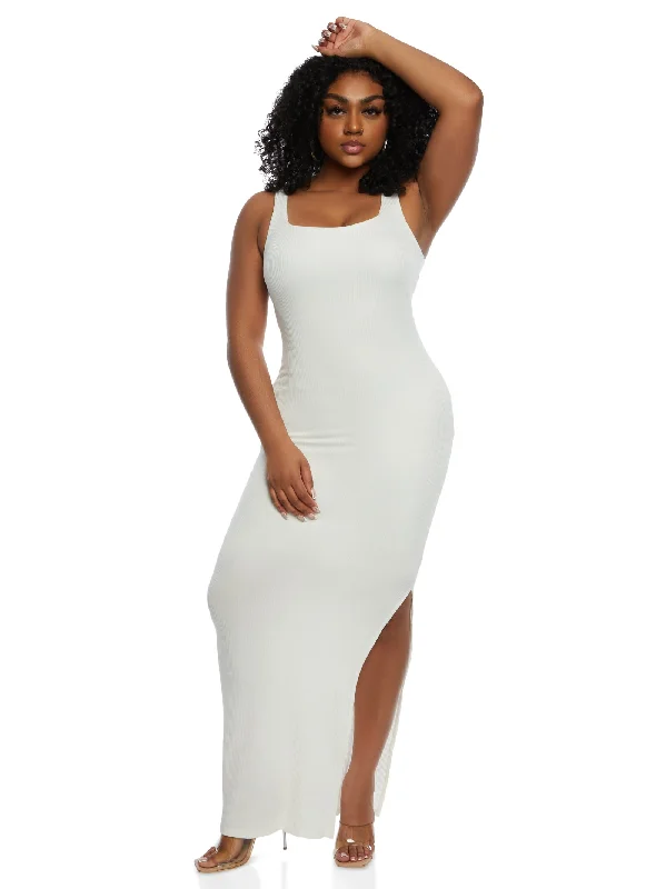 Animal print maxi dresses for a statement - making outfitHaute Monde Ribbed Scoop Neck Side Slit Maxi Tank Dress Animal print maxi dresses for a statement - making outfitHaute Monde Ribbed Scoop Neck Side Slit Maxi Tank Dress