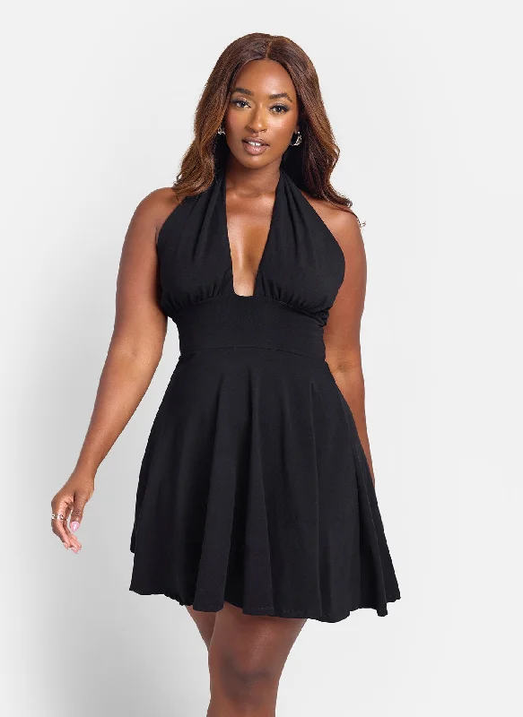 Zoey Plunge Skater Mini Dress