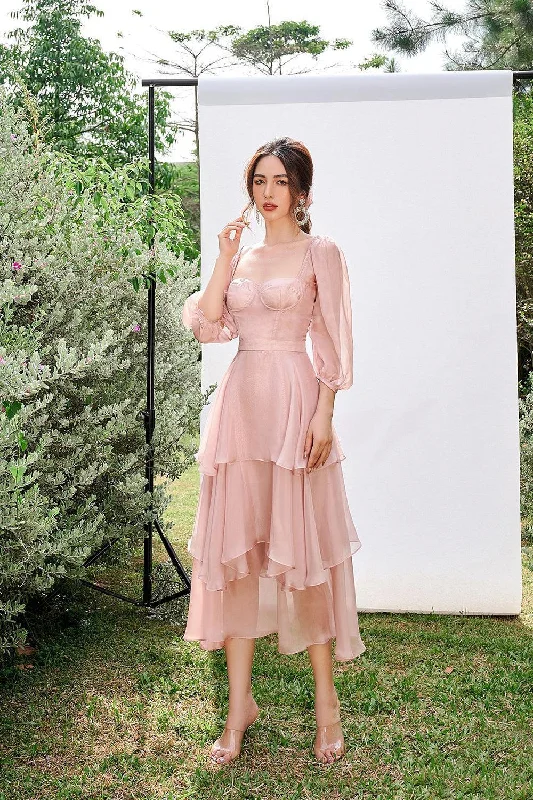 Maxi - inspired midi dresses with flowing fabrics for a beachy vibeAdora Fit and Flare Bustier Organza Midi Dress Maxi - inspired midi dresses with flowing fabrics for a beachy vibeAdora Fit and Flare Bustier Organza Midi Dress