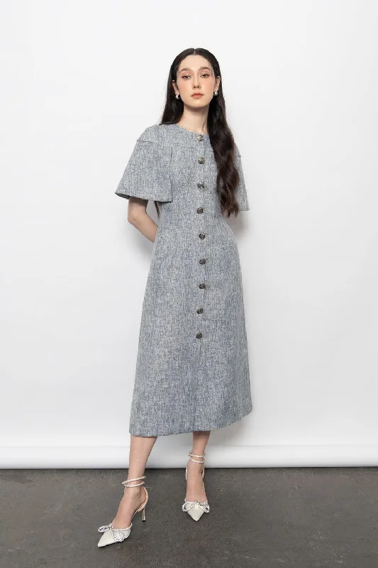 Midi dresses with polka dot prints for a playful summer outfitAva A-line Button Tweed Midi Dress Midi dresses with polka dot prints for a playful summer outfitAva A-line Button Tweed Midi Dress