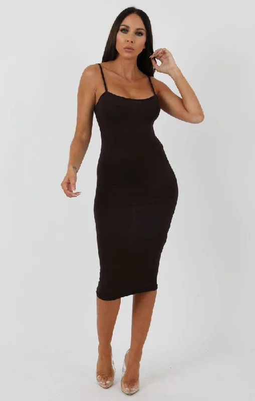 Midi dresses with halter necks for a stylish and comfortable optionBrown Strappy Bodycon Midi Dress - Poppy Midi dresses with halter necks for a stylish and comfortable optionBrown Strappy Bodycon Midi Dress - Poppy