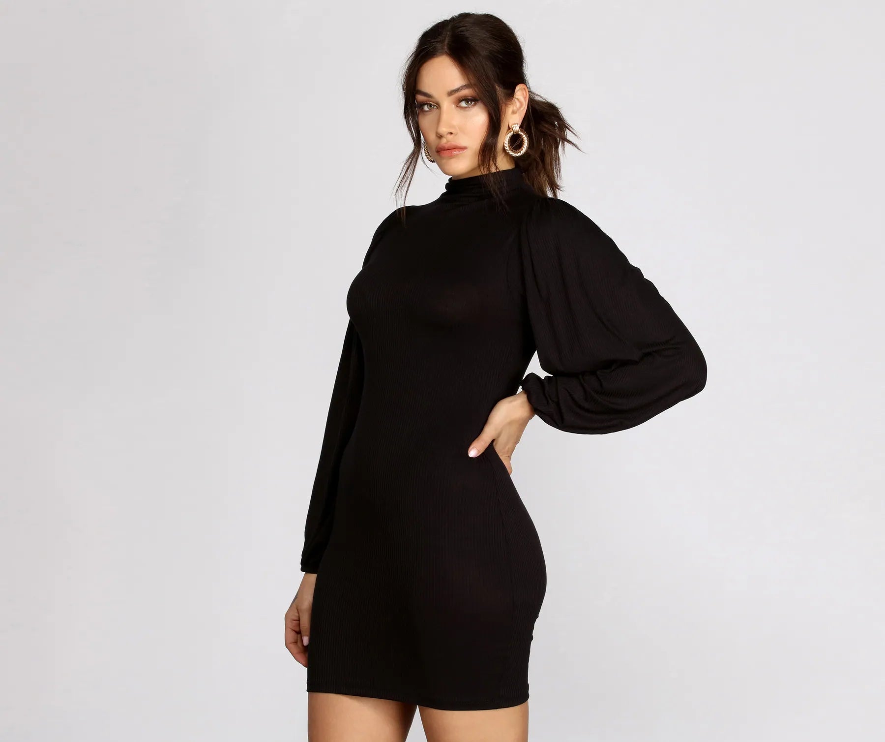 Midi dresses with off - the - shoulder necklines for a flirty lookCasual Chick Mock Neck Mini Dress Midi dresses with off - the - shoulder necklines for a flirty lookCasual Chick Mock Neck Mini Dress
