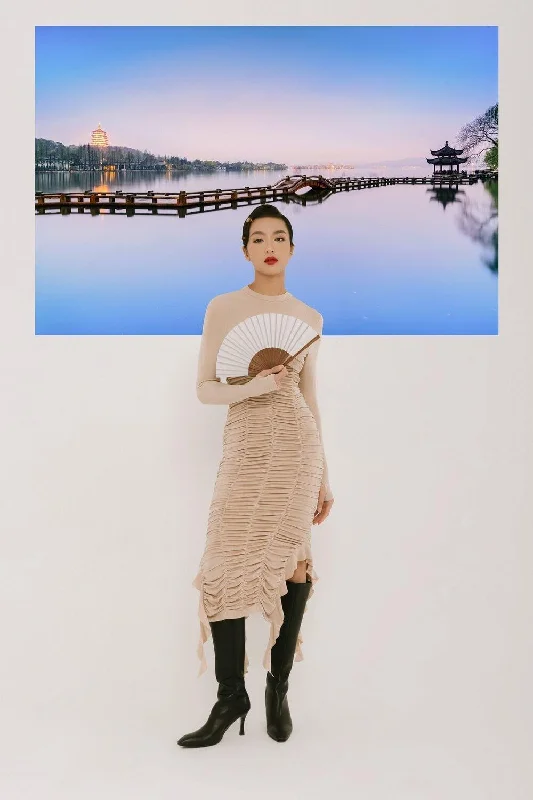 Midi dresses with empire waists for a flattering maternity optionCataleya Bodycon Gathered Knit Midi Dress Midi dresses with empire waists for a flattering maternity optionCataleya Bodycon Gathered Knit Midi Dress