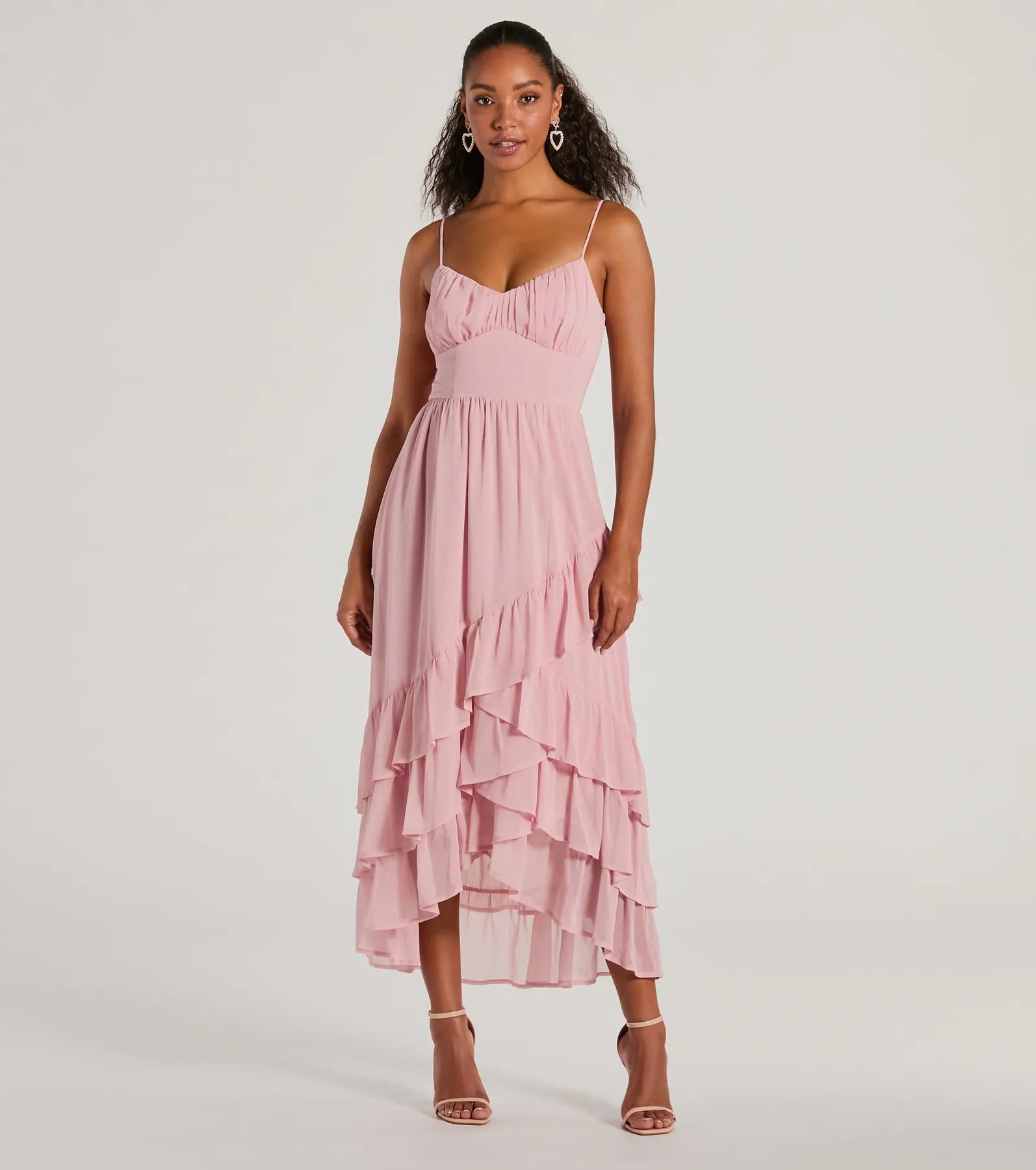 Midi dresses with tiered skirts for a bohemian festival lookCause For Celebration V-Neck Ruffle Chiffon Midi Dress Midi dresses with tiered skirts for a bohemian festival lookCause For Celebration V-Neck Ruffle Chiffon Midi Dress