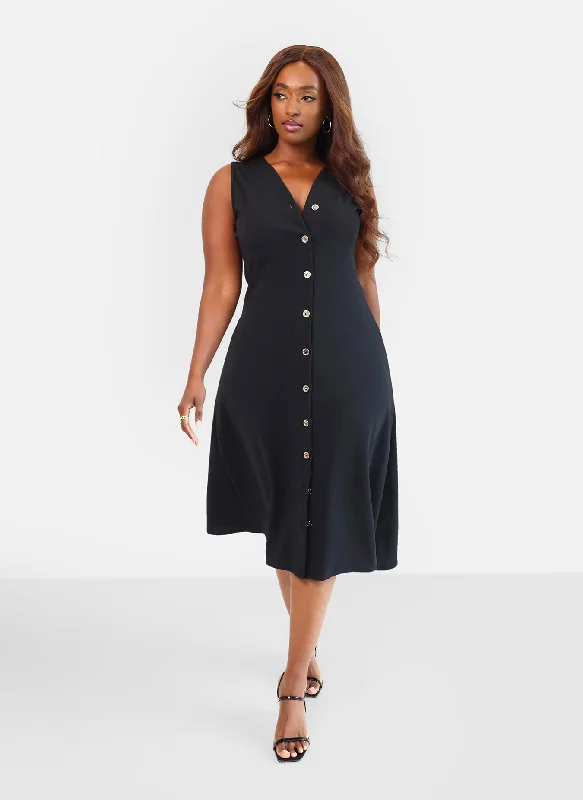 Sleeveless midi dresses with lace details for summer weddingsCollette Button Down A Line Midi Dress Sleeveless midi dresses with lace details for summer weddingsCollette Button Down A Line Midi Dress