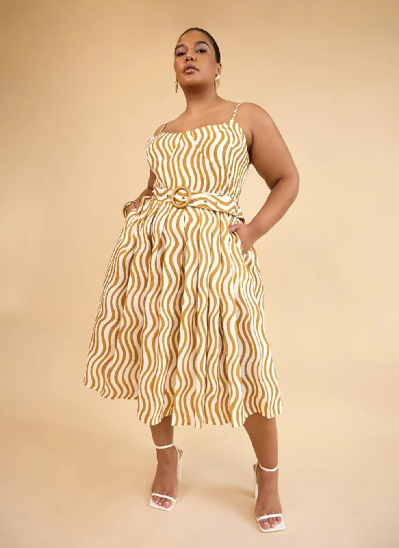 Midi dresses with abstract art prints for an artistic statementDarling Linen Wavy Stripe Midi A Line Dress W. Pockets Midi dresses with abstract art prints for an artistic statementDarling Linen Wavy Stripe Midi A Line Dress W. Pockets