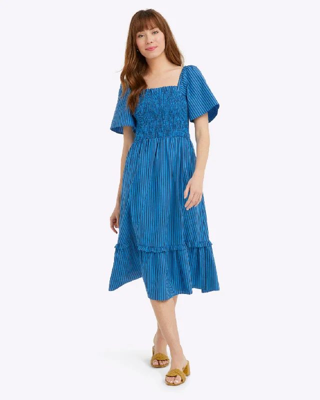 Deana Smocked Dress in Canopy Stripe