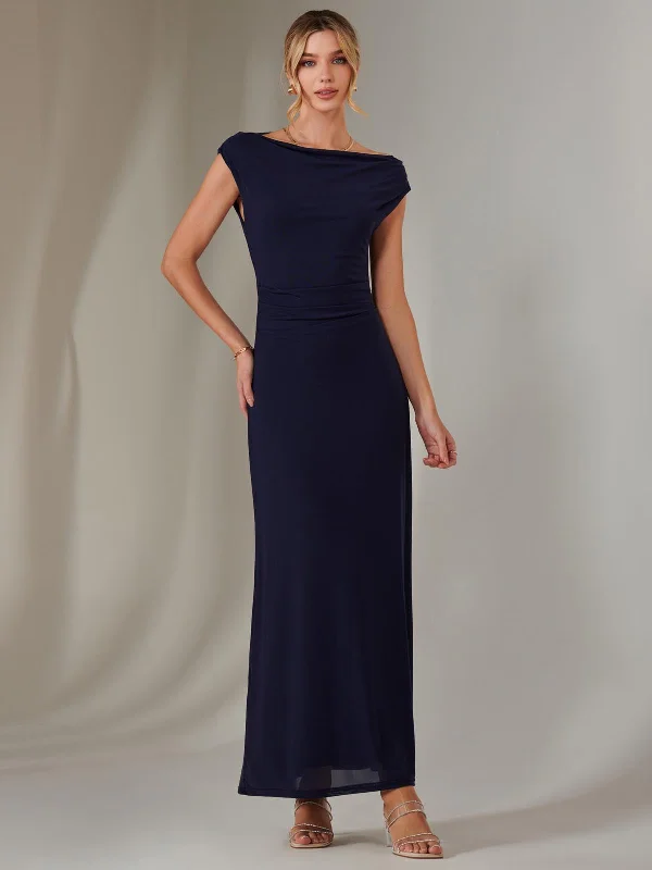 Midi dresses with tassel accents for a bohemian and free - spirited styleEva Round Neck Sleeveless Maxi Dress, Navy Midi dresses with tassel accents for a bohemian and free - spirited styleEva Round Neck Sleeveless Maxi Dress, Navy