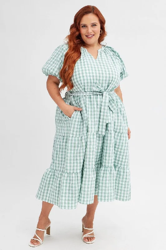 Midi dresses with ruched bodices for a feminine and fitted feelGreen Check Midi Dress Gingham Tie Waist Collared Midi dresses with ruched bodices for a feminine and fitted feelGreen Check Midi Dress Gingham Tie Waist Collared