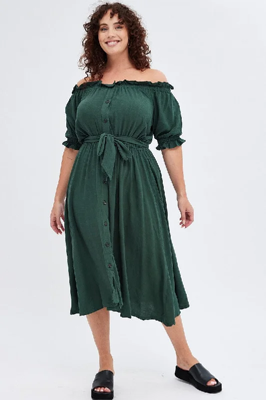 Midi dresses with fringe details for a fun and energetic styleGreen Short Sleeve Linen Button Midi Dress Midi dresses with fringe details for a fun and energetic styleGreen Short Sleeve Linen Button Midi Dress