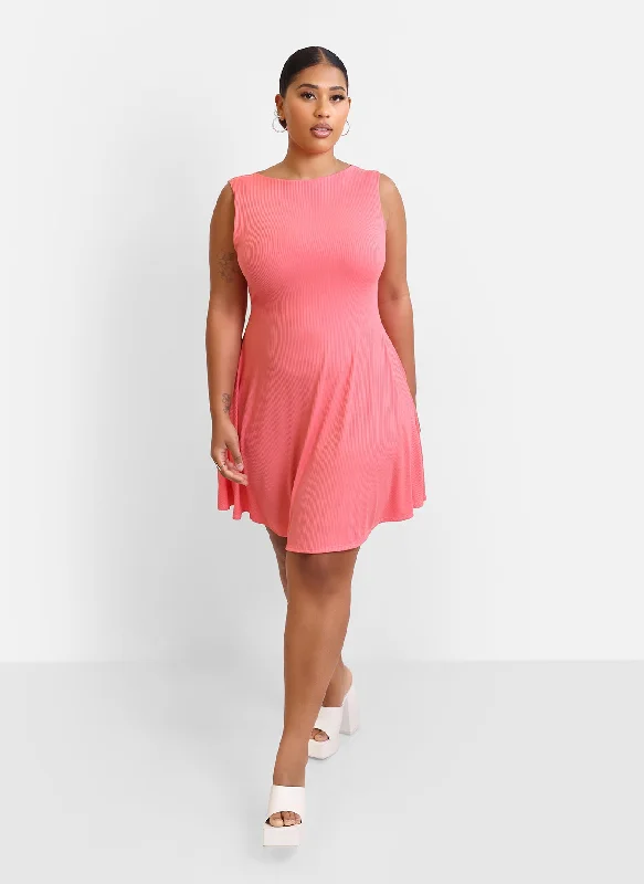 Midi dresses with wrap - around skirts for a customizable fitHigh Road Ribbed Mini Skater Dress - Bubble Gum Pink Midi dresses with wrap - around skirts for a customizable fitHigh Road Ribbed Mini Skater Dress - Bubble Gum Pink