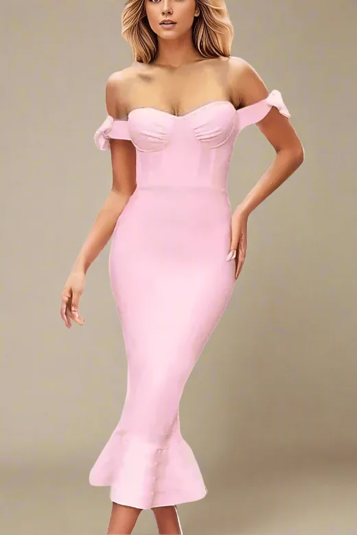 Midi dresses with one - shoulder designs for a modern and asymmetric styleHunter Bandage Midi Dress - Dusty Pink Midi dresses with one - shoulder designs for a modern and asymmetric styleHunter Bandage Midi Dress - Dusty Pink