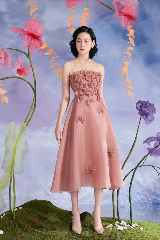 Midi dresses with button - down skirts for a unique and functional designJesse Fit and Flare Bow Tie Organza Midi Dress