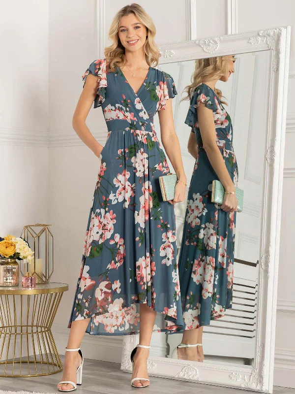 Midi dresses with tassel accents for a bohemian and free - spirited styleJolie Moi Allura Mesh Maxi Dress, Teal Floral Midi dresses with tassel accents for a bohemian and free - spirited styleJolie Moi Allura Mesh Maxi Dress, Teal Floral