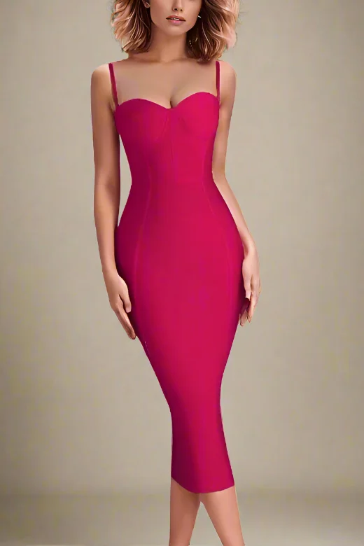 Midi dresses with button - front designs for a classic touchLina Bandage Midi Dress - Magenta Pink