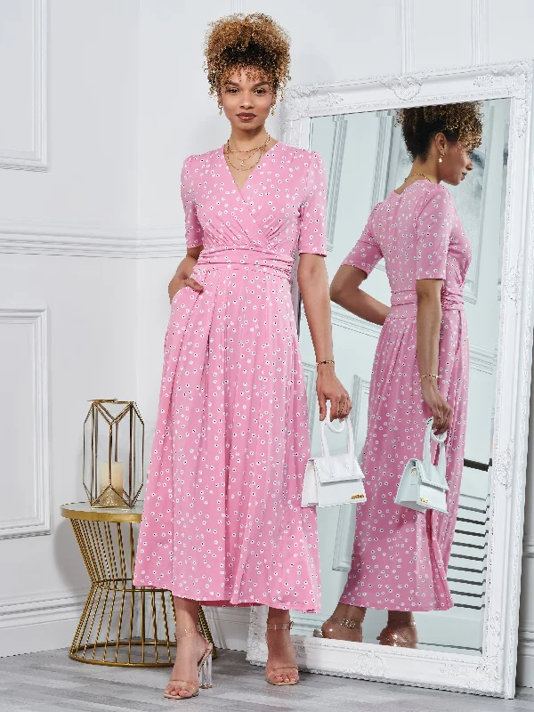 Wrap - style midi dresses in silk for a sophisticated office lookLyanna Wrap Front Maxi Dress, Dusty Pink Wrap - style midi dresses in silk for a sophisticated office lookLyanna Wrap Front Maxi Dress, Dusty Pink