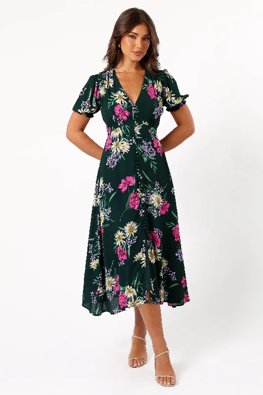 Midi dresses with ruched bodices for a feminine and fitted feelMazie Floral Midi Dress - Eden Florals Midi dresses with ruched bodices for a feminine and fitted feelMazie Floral Midi Dress - Eden Florals