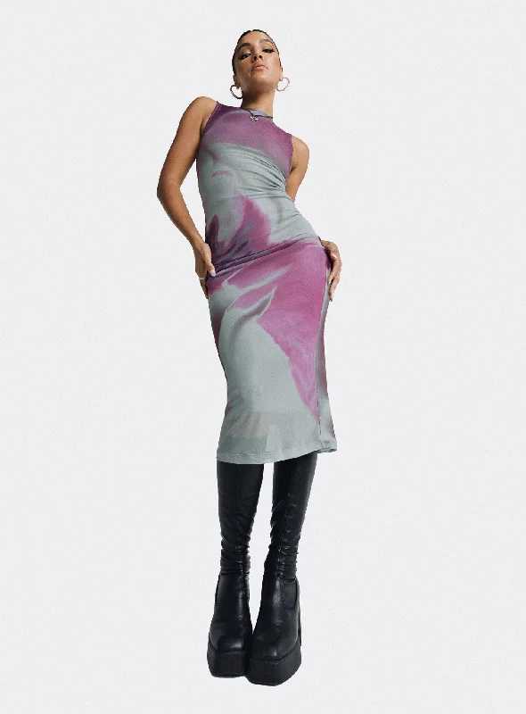 Midi dresses with button - front designs for a classic touchMotel Fayola Dress Anatomy Of Nature Pink Midi dresses with button - front designs for a classic touchMotel Fayola Dress Anatomy Of Nature Pink
