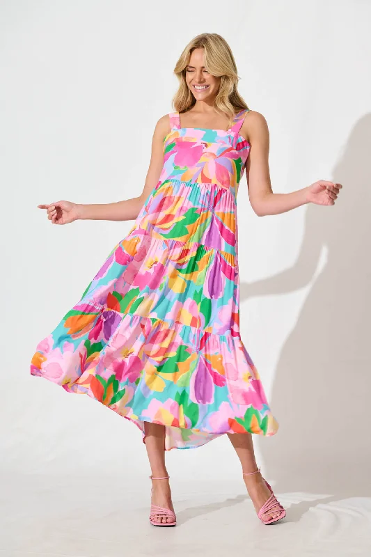 My World Midi Dress in Multi Print