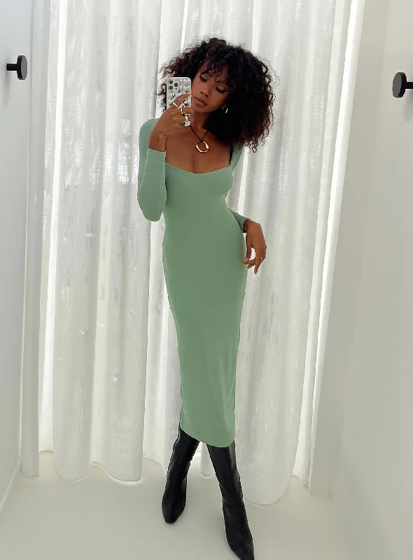 Midi dresses with wrap - around skirts for a customizable fitNolan Midi Dress Green
