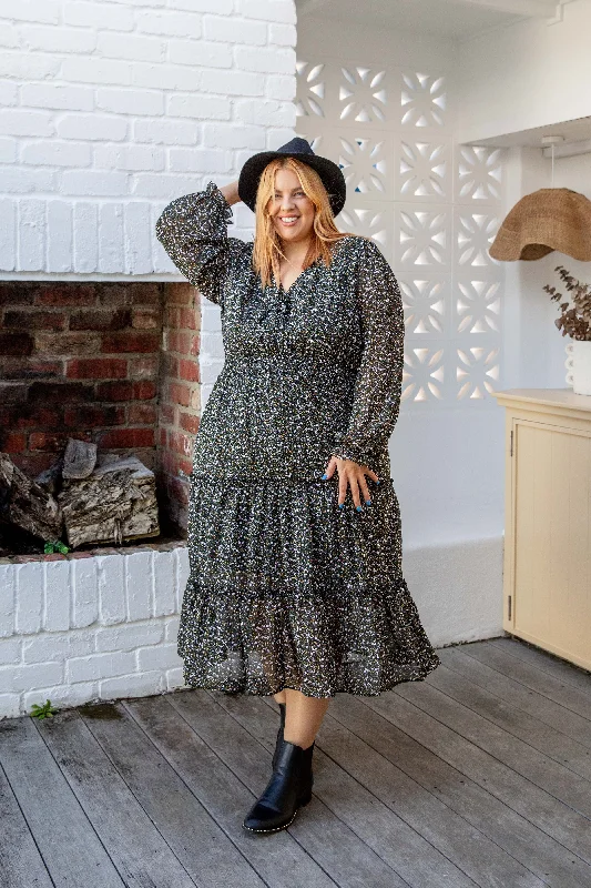Midi dresses with metallic threads for a glamorous evening eventYasmin Black Floral Midi Dress Midi dresses with metallic threads for a glamorous evening eventYasmin Black Floral Midi Dress