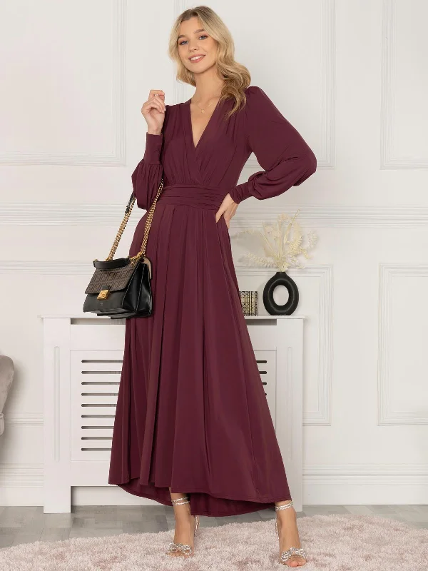 Midi dresses with polka dot prints for a playful summer outfitRashelle Jersey Long Sleeve Maxi Dress, Burgundy Midi dresses with polka dot prints for a playful summer outfitRashelle Jersey Long Sleeve Maxi Dress, Burgundy