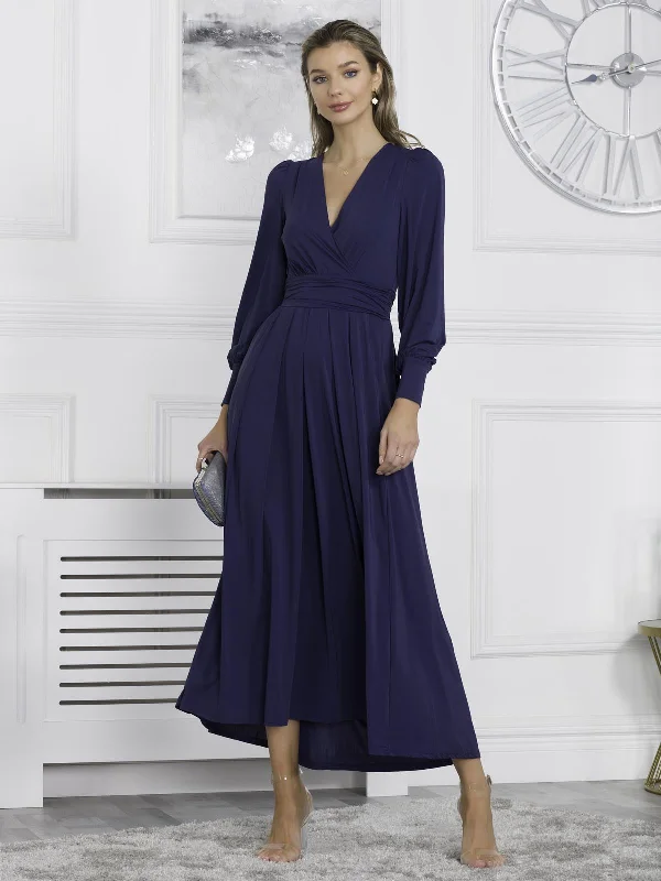 Midi dresses with patchwork patterns for a one - of - a - kind styleRashelle Jersey Long Sleeve Maxi Dress, Navy Midi dresses with patchwork patterns for a one - of - a - kind styleRashelle Jersey Long Sleeve Maxi Dress, Navy