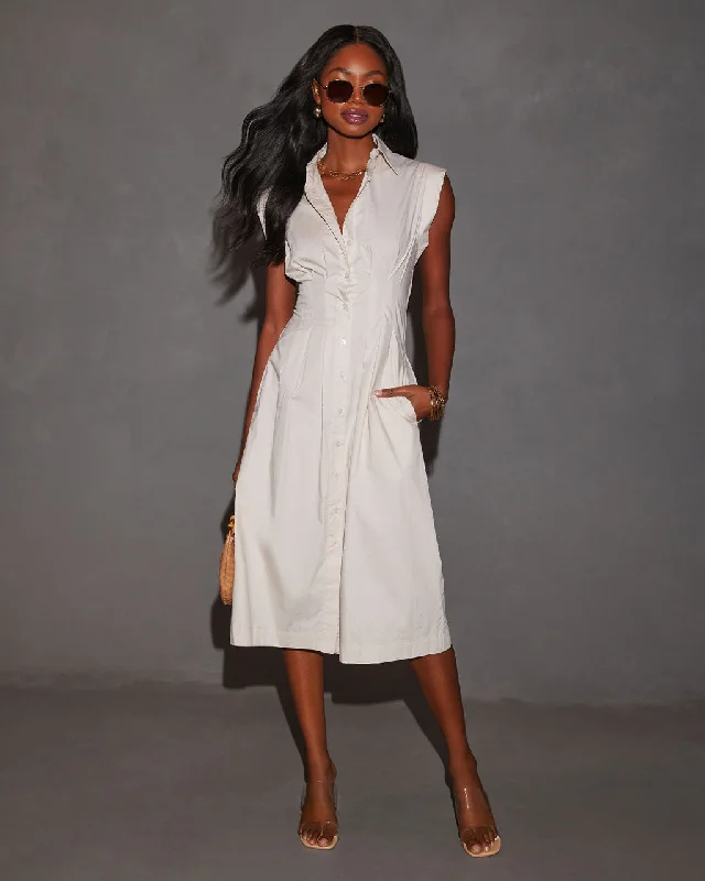 Midi dresses with asymmetric hems for a fashion - forward and dynamic appearanceRora Fitted Waist Midi Shirt Dress Midi dresses with asymmetric hems for a fashion - forward and dynamic appearanceRora Fitted Waist Midi Shirt Dress