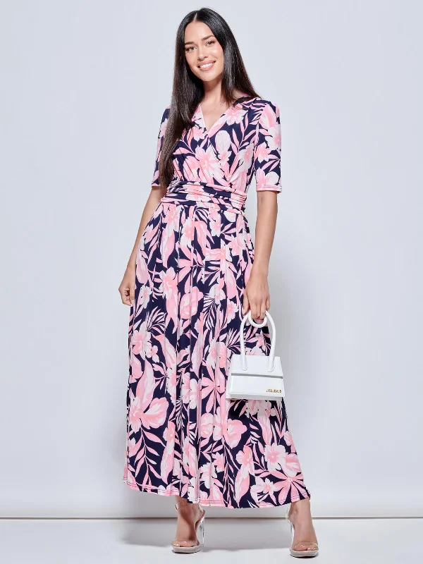 Midi dresses with tiered skirts for a bohemian festival lookSaniya Print Jersey Maxi Dress, Navy Orange Floral Midi dresses with tiered skirts for a bohemian festival lookSaniya Print Jersey Maxi Dress, Navy Orange Floral