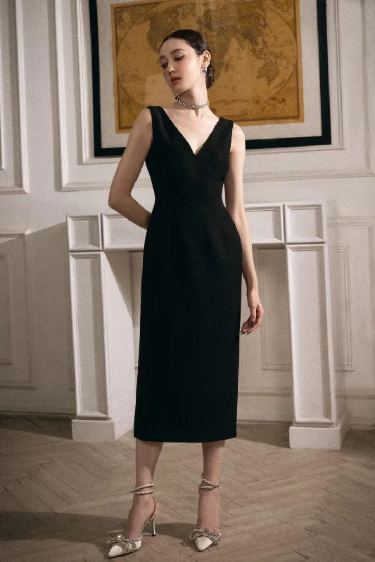 Midi dresses with pleated skirts for a timeless and elegant appealSophia Sheath V-Neck Polyester Midi Dress Midi dresses with pleated skirts for a timeless and elegant appealSophia Sheath V-Neck Polyester Midi Dress