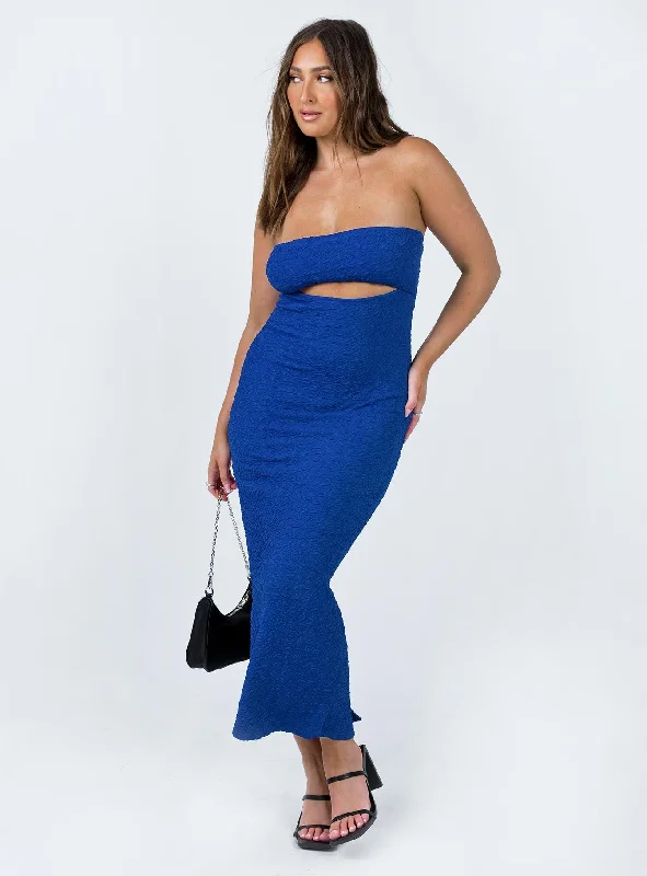 Midi dresses with ruffled hems for a romantic date nightTalena Strapless Midi Dress Blue Midi dresses with ruffled hems for a romantic date nightTalena Strapless Midi Dress Blue