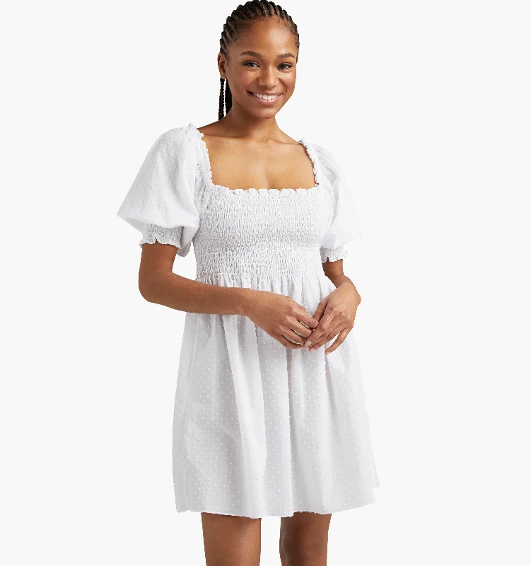 Midi dresses with button - front designs for a classic touchThe Athena Nap Dress - White Swiss Dot Midi dresses with button - front designs for a classic touchThe Athena Nap Dress - White Swiss Dot