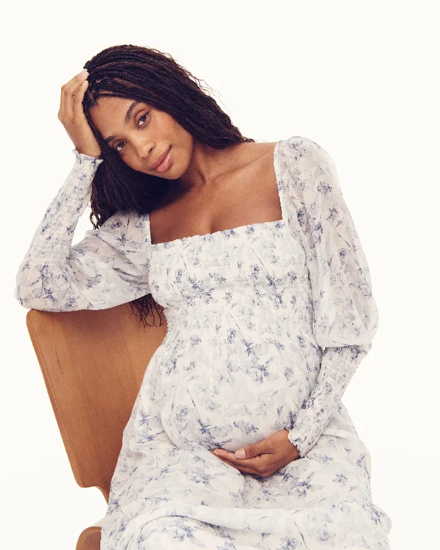 Midi dresses with bow accents for a sweet and charming lookThe Maternity Grace Maxi Nap Dress - Pressed Flowers Georgette Midi dresses with bow accents for a sweet and charming lookThe Maternity Grace Maxi Nap Dress - Pressed Flowers Georgette