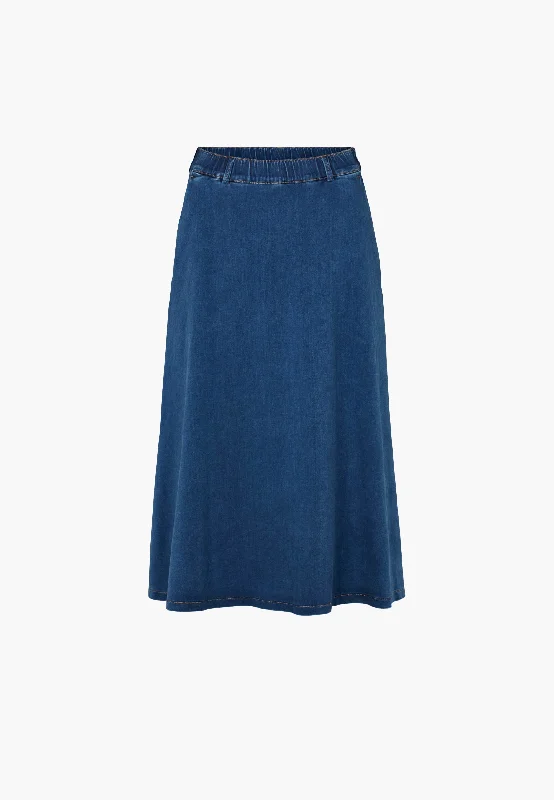 Button - Down Denim Top with a Classic DesignAsta Skirt - 80 cm - Medium Blue Denim