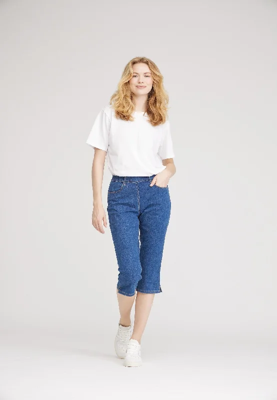 Plus - Size Denim Top for a Comfortable and Stylish FitKelly Regular Capri Short Length - Blue Denim Plus - Size Denim Top for a Comfortable and Stylish FitKelly Regular Capri Short Length - Blue Denim