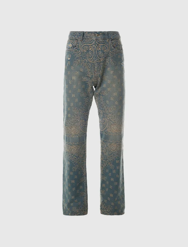 Washed - Out Denim Top for a Vintage AestheticBANDANA STRAIGHT JEAN
