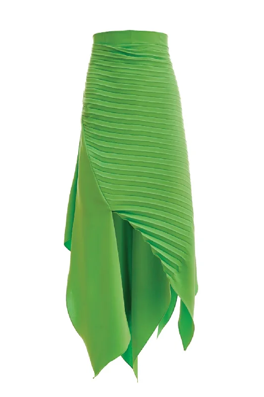 Studded Denim Top for a Glamorous and Bold StyleA.W.A.K.E. Mode Asymmetric Diagonal Pleated Skirt - Green Studded Denim Top for a Glamorous and Bold StyleA.W.A.K.E. Mode Asymmetric Diagonal Pleated Skirt - Green