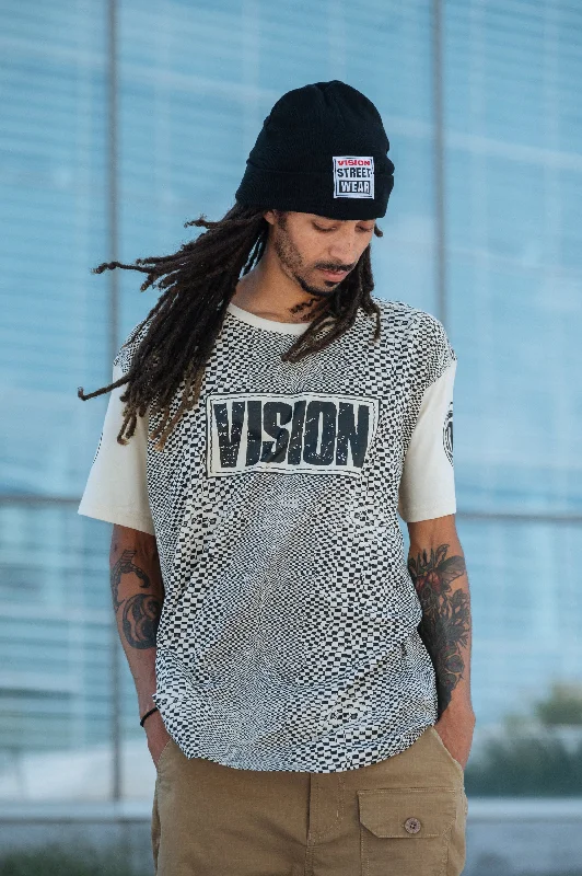 Studded Denim Top for a Glamorous and Bold StyleBroken Check T-Shirt - Bone