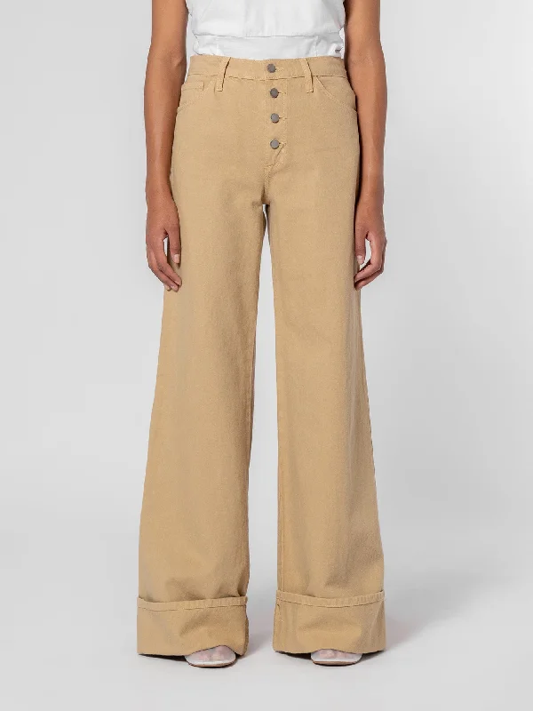 Denim Top with a Floral Print for a Feminine TouchCarly Jean Cuffed Biscotti