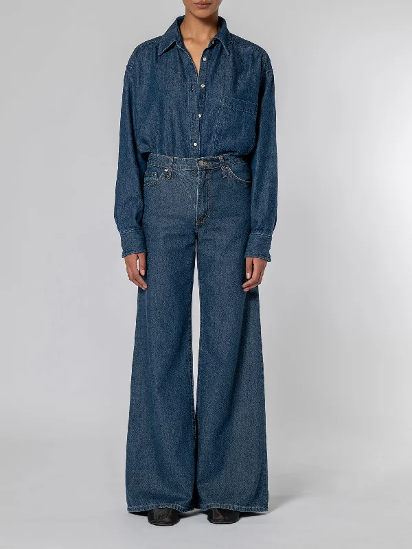 Embroidered Denim Top with Intricate PatternsCarly Jean Soft Steel