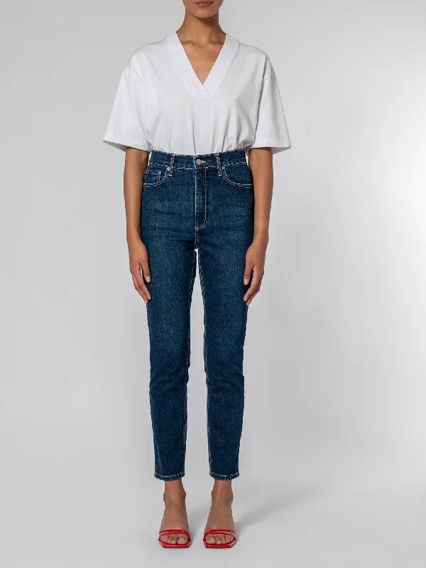 Denim Top with a Belted Waist for a Defined SilhouetteFrankie Jean Deep Indigo