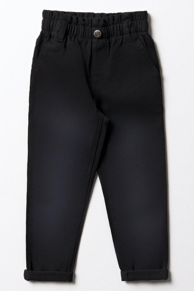 Denim Top with a Peplum Hem for a Flirty and Feminine LookMini Mom Paperbag Denim Jeans Black Denim Top with a Peplum Hem for a Flirty and Feminine LookMini Mom Paperbag Denim Jeans Black