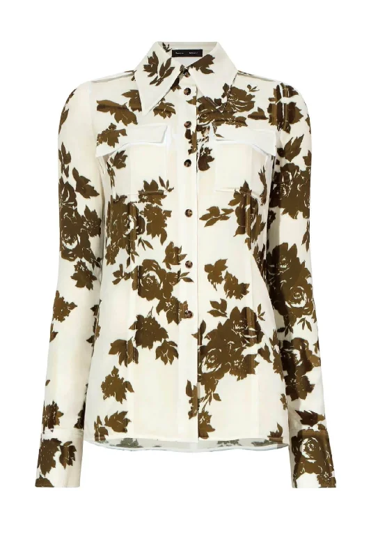 Denim Top with a Metallic Accent for a Shiny LookProenza Schouler Floral Garment Printed Shirt - Ecru Multi Denim Top with a Metallic Accent for a Shiny LookProenza Schouler Floral Garment Printed Shirt - Ecru Multi
