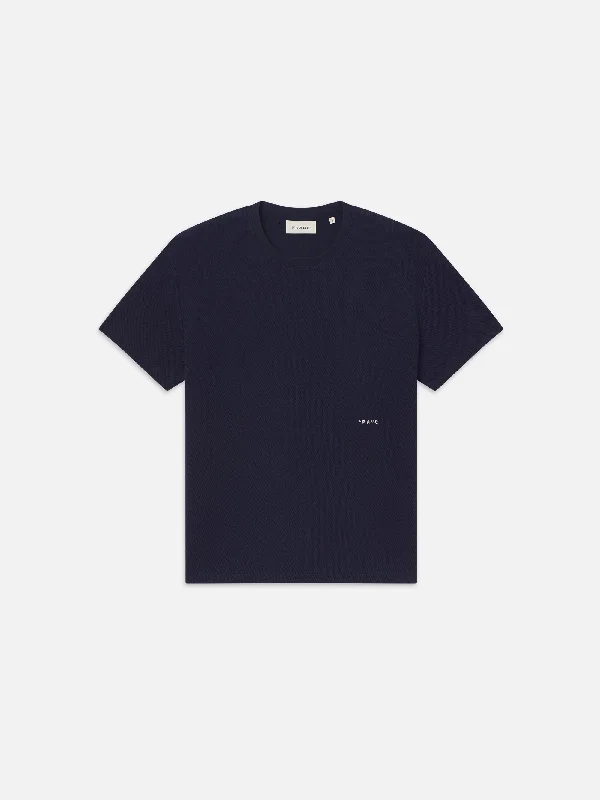 Denim Top with a Collared Neckline for a Preppy StyleJacquard Relaxed Tee -- Dark Navy Denim Top with a Collared Neckline for a Preppy StyleJacquard Relaxed Tee -- Dark Navy