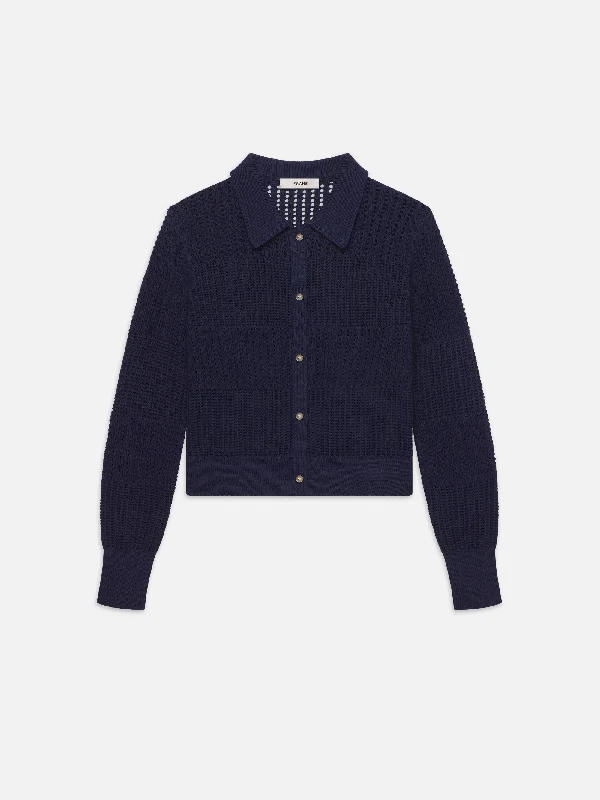 Shrunken Crochet Cardi -- Navy