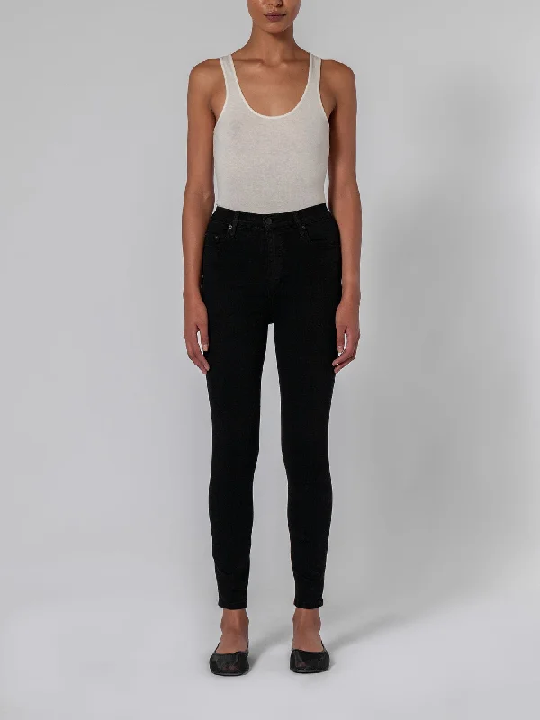 Fringed Denim Top with a Bohemian FlairSiren Skinny Ankle Power Blk