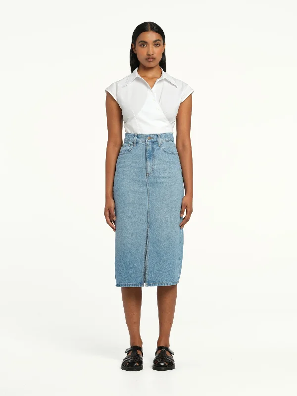 Denim Top with a Metallic Accent for a Shiny LookStrandard Skirt Saunter | Linen Denim Denim Top with a Metallic Accent for a Shiny LookStrandard Skirt Saunter | Linen Denim