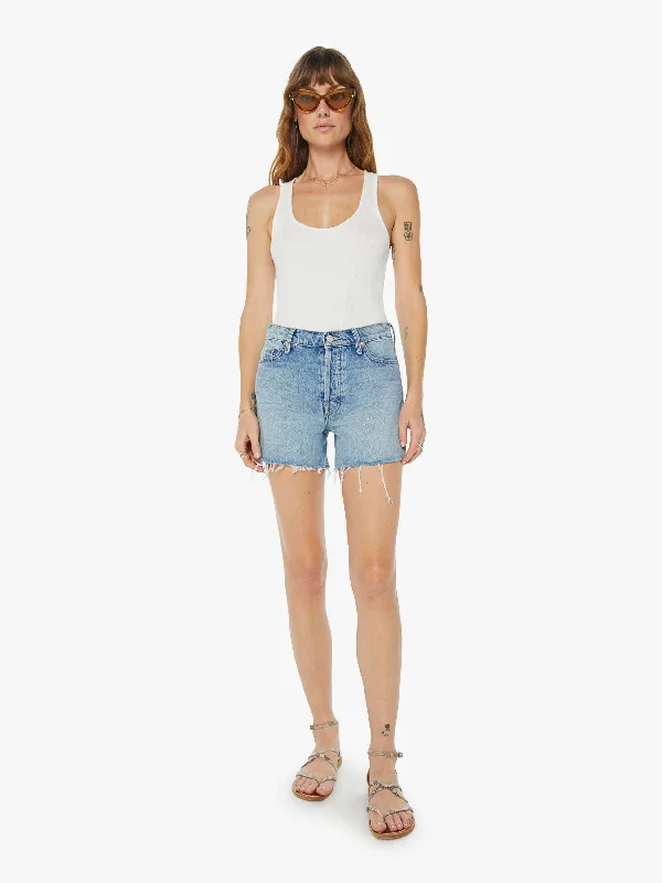 Denim Top with a Floral Print for a Feminine TouchThe Skipper Short And Long Fray - Leap At The Chance Denim Top with a Floral Print for a Feminine TouchThe Skipper Short And Long Fray - Leap At The Chance